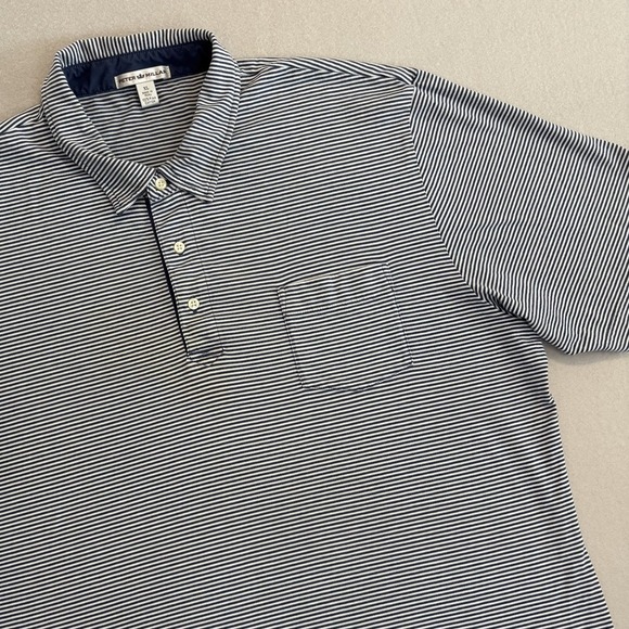 Peter Millar Other - Peter Millar XL Navy‎ BLUE/WHITE Stripe PIMA COTTON Polo Golf Shirt SOFT QUALITY